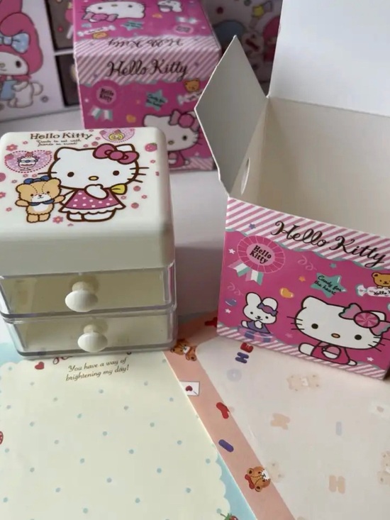 Hello Kitty Other - Hello Kitty Pink & White Mini Two-Drawer Organizer